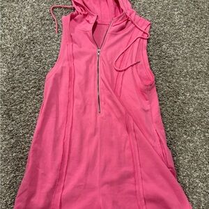 Pink Sleeveless Hooded romper  with Zipper